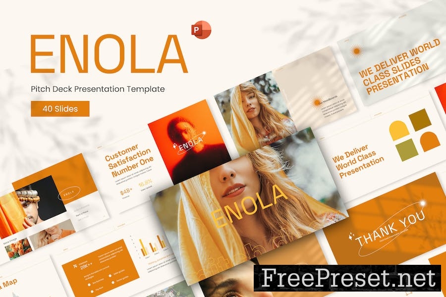 Enola Pitch Deck Professional PowerPoint Template 72XAMHQ