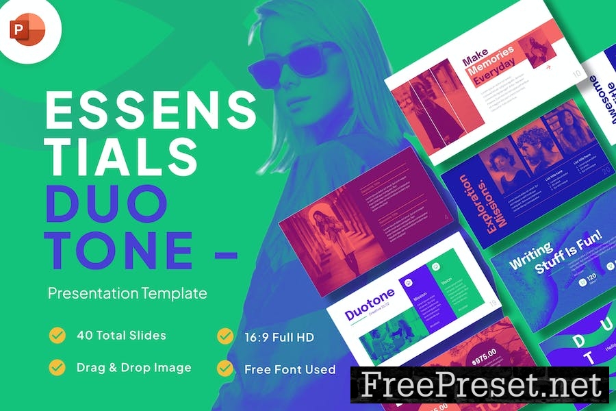 Essentials Duo Tone Creative PowerPoint Template MZEBWJY