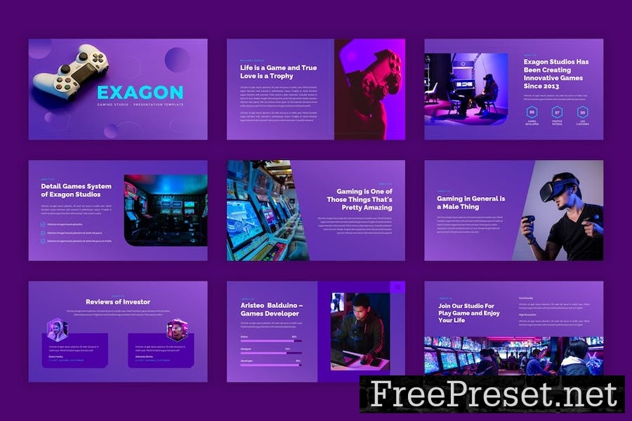 Exagon - Gaming Studio PowerPoint Template FLMP9ME