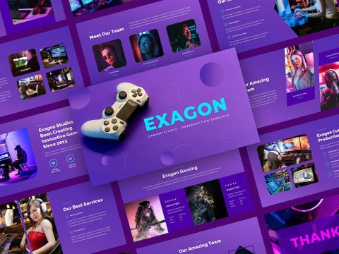 Exagon - Gaming Studio PowerPoint Template FLMP9ME