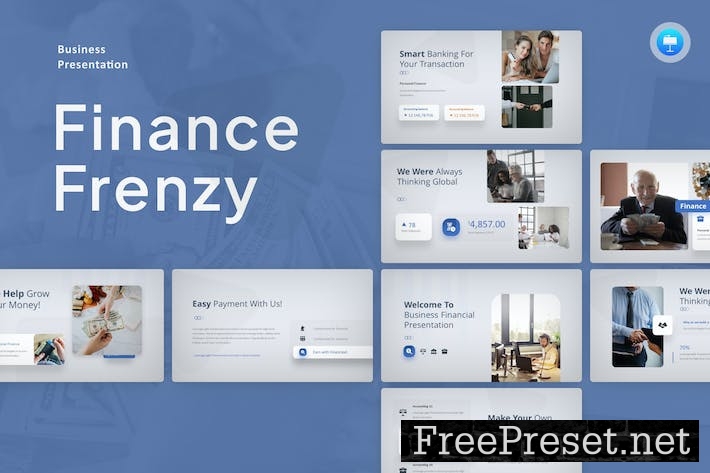 Finance Frenzy Blue Modern Financial Keynote 464Y79M