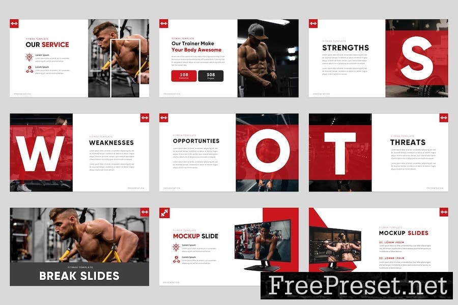 FITMAX - Gym & Fitness Powerpoint Template 48PS9PX