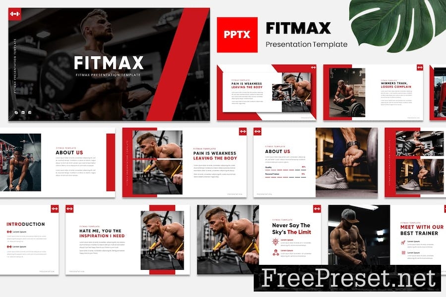 FITMAX - Gym & Fitness Powerpoint Template 48PS9PX