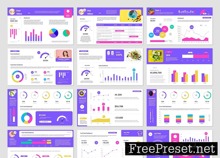 Food Data Dashboards PowerPoint Template F8V26FE