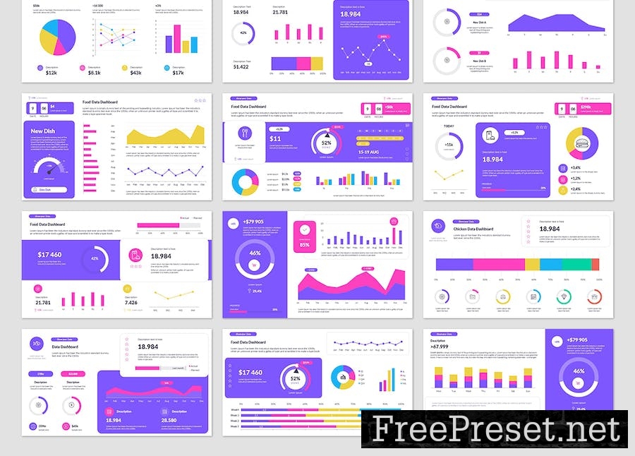 Food Data Dashboards PowerPoint Template F8V26FE