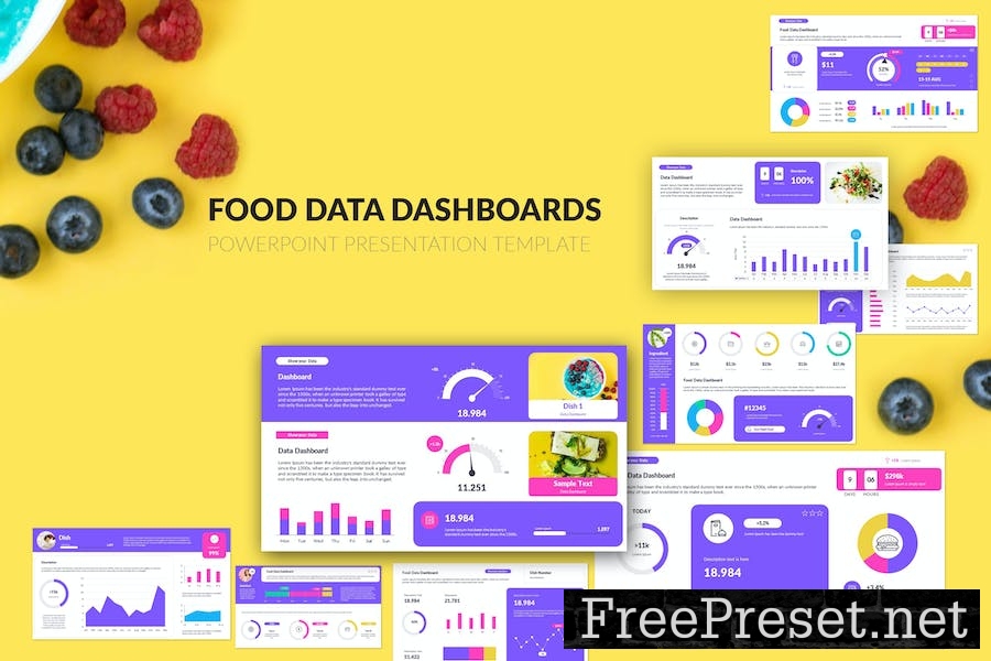 Food Data Dashboards PowerPoint Template F8V26FE