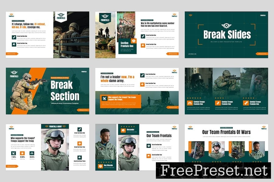 Frontals - Military & Army Powerpoint Template 9UAXP3V