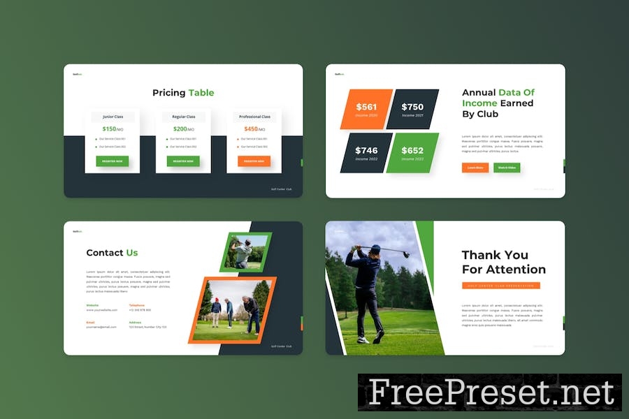 Golfest - Golf Club Google Slides Template ATCH8XR