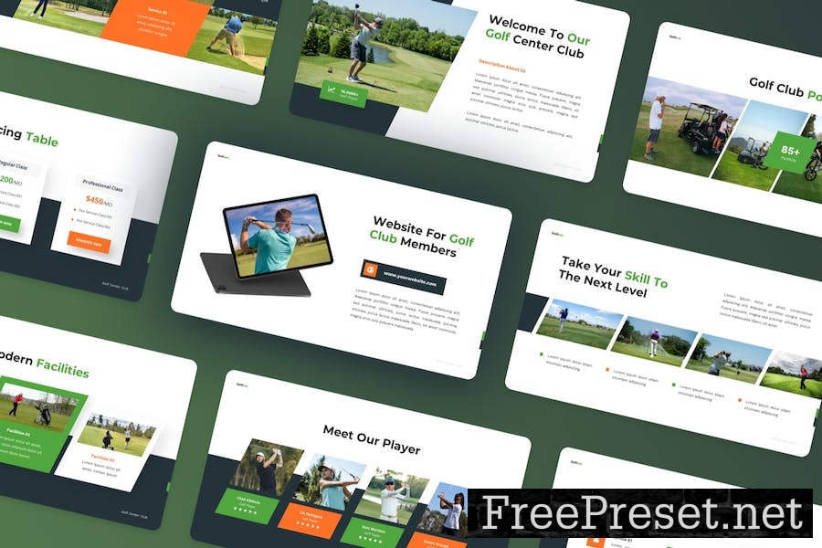 Golfest - Golf Club Google Slides Template ATCH8XR