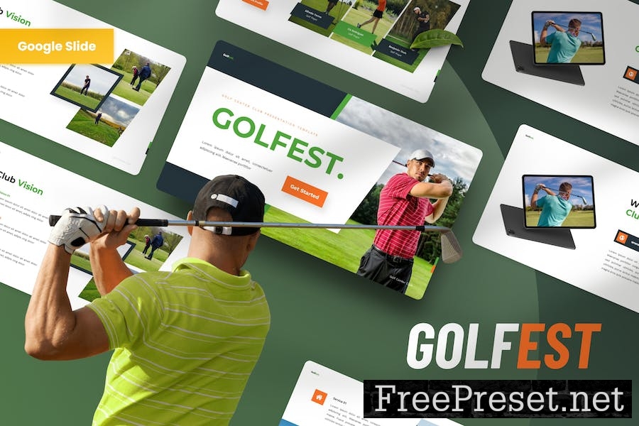 Golfest - Golf Club Google Slides Template ATCH8XR