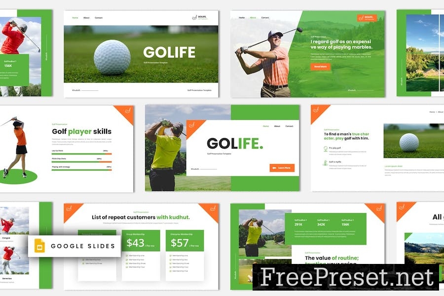 Golife - Golf Club Google Slides Template JN69KGQ