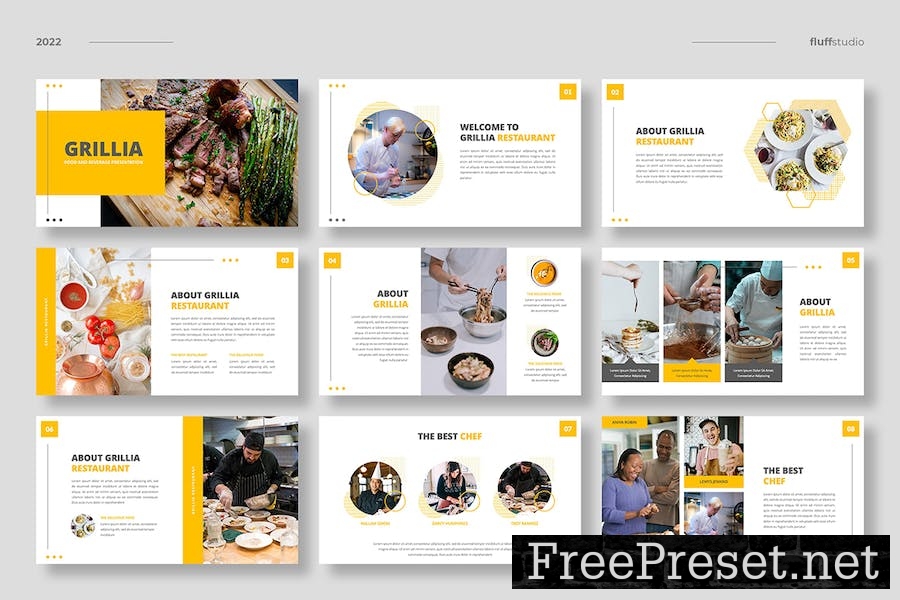 Grillia - Restaurant Google Slides Template U73HRQR