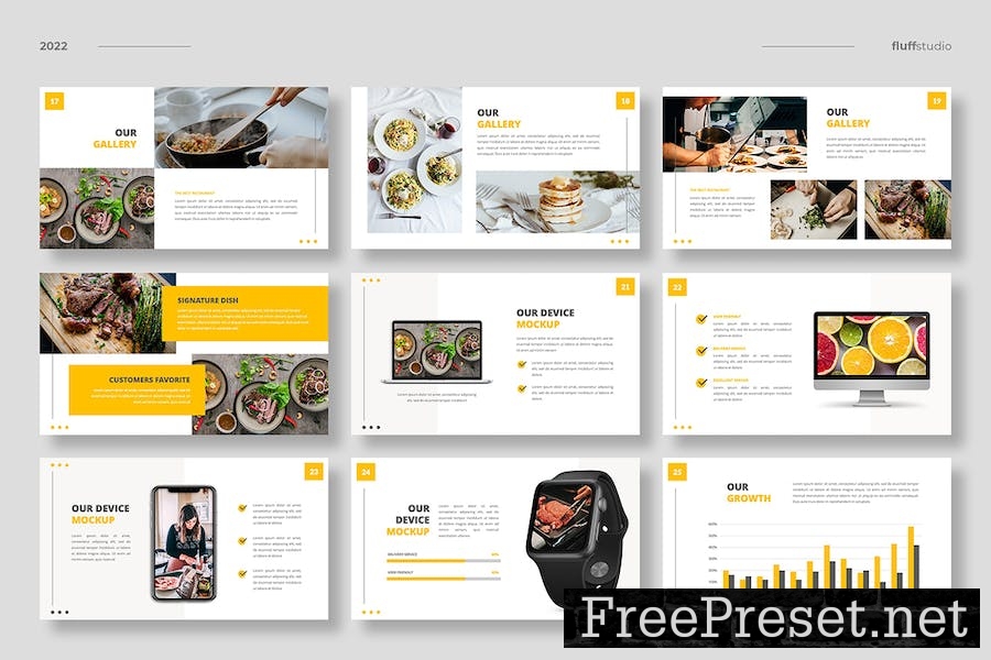 Grillia - Restaurant Google Slides Template U73HRQR