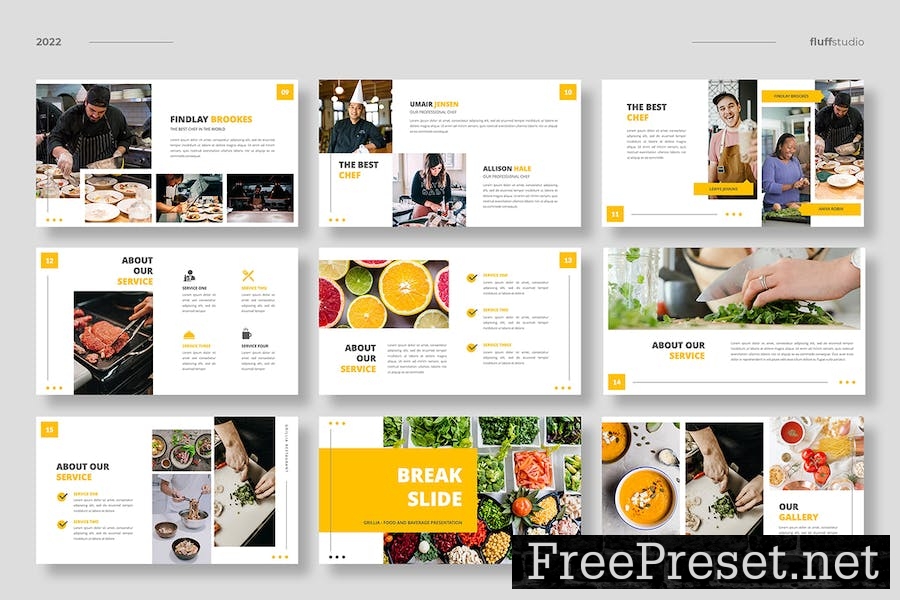 Grillia - Restaurant Google Slides Template U73HRQR