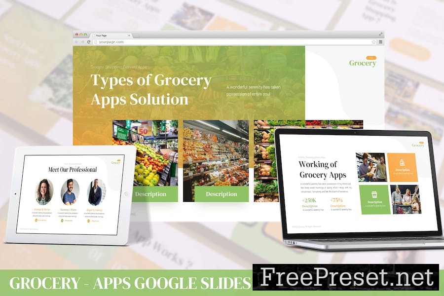 Grocery - Apps Google Slide Template ZYKXAM8