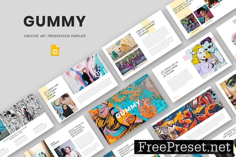 Gummy - Creative Art Google Slide Template HKMB28P