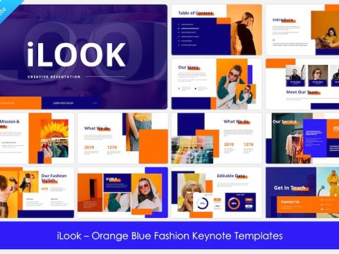 iLook - Orange Blue Fashion Keynote Templates