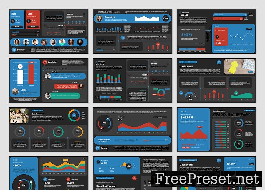 Info Dashboards PowerPoint Presentation Template MHJLRPZ