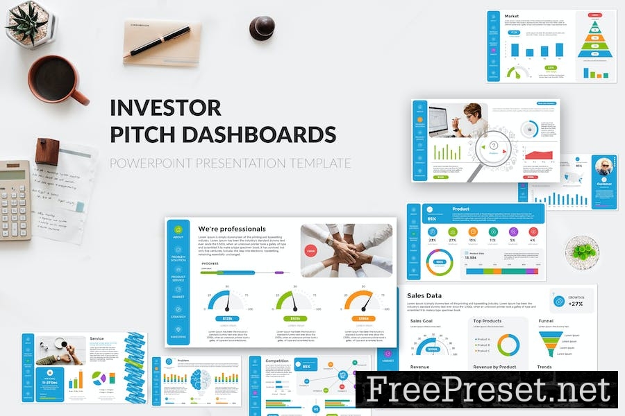 Investor Pitch Dashboards PowerPoint Template LP4LK65