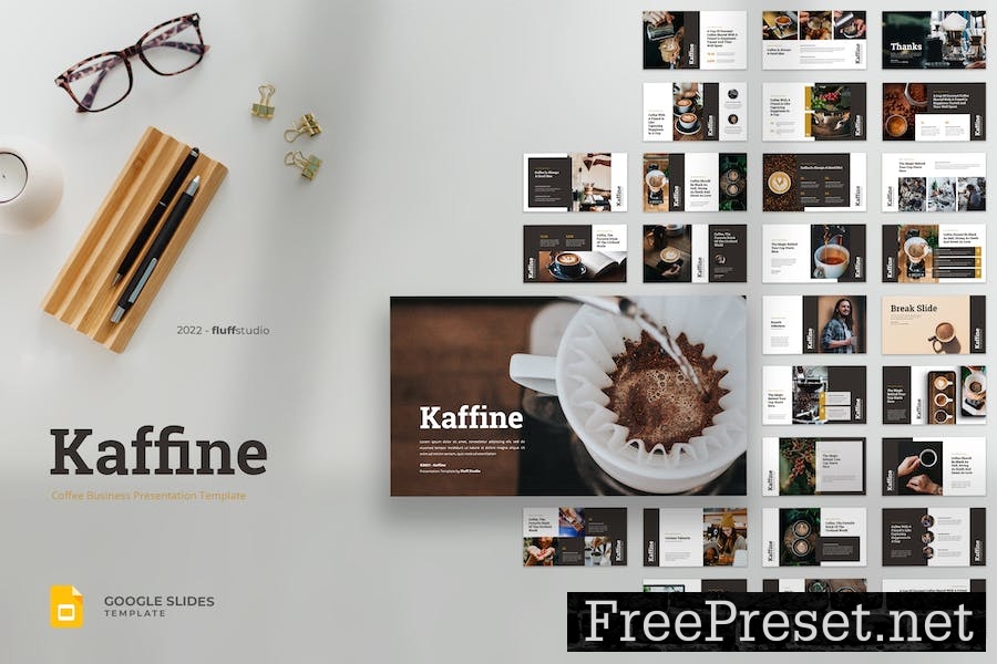 Kaffine - Coffee Business Google Slides Template 7WHSW29