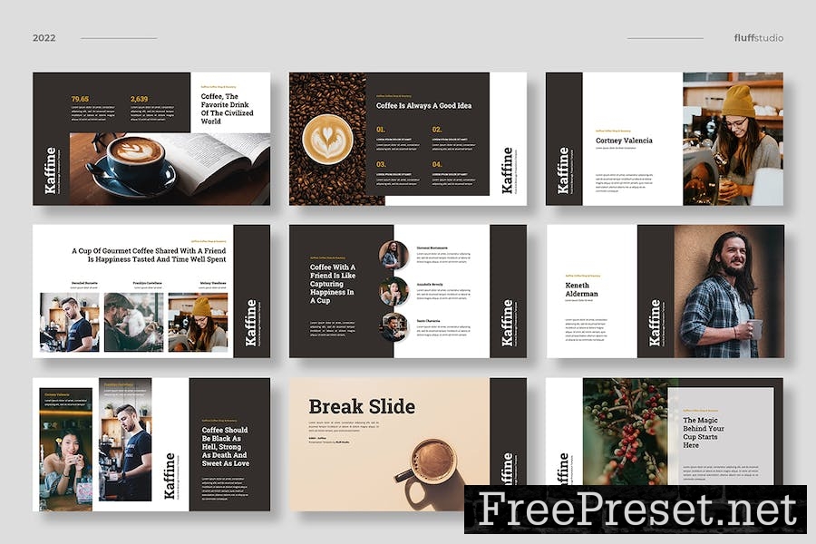 Kaffine - Coffee Business Google Slides Template E7A2DBG