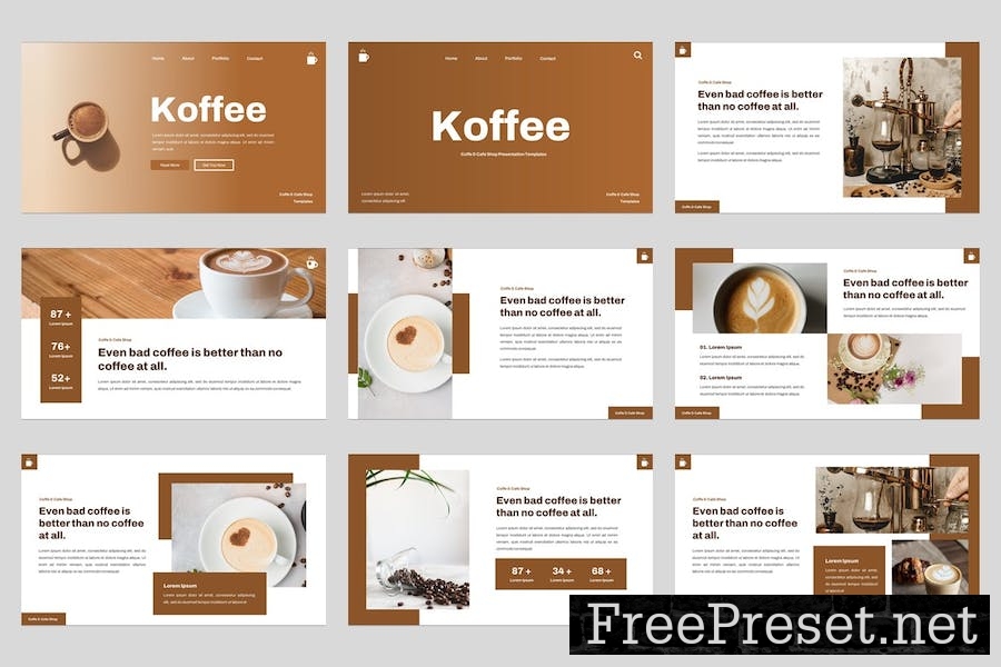 Koffee - Coffe & Cafe Shop Keynote Template HGP55K8