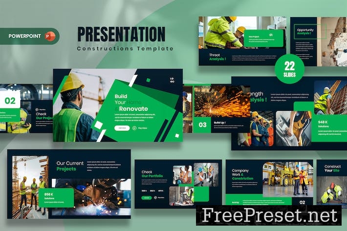 Ling Construction PowerPoint Presentation Template 9B628YA