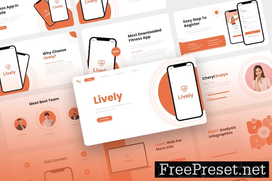 Lively - Fitness App & SAAS Keynote Template HPTH432