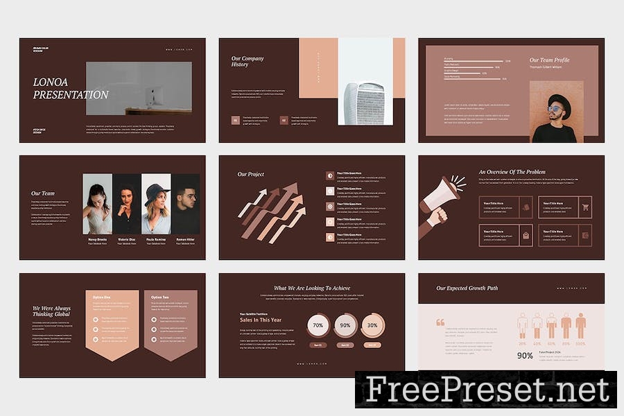 Lonoa : Brown Pitch Deck Google Slides EDCEBR8