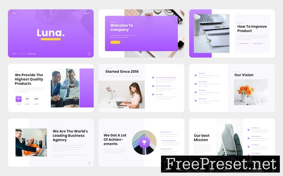 Luna - Business Agency Google Slides Template 7TGH7VS