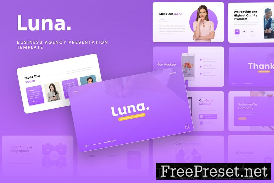 Luna - Business Agency Google Slides Template 7TGH7VS