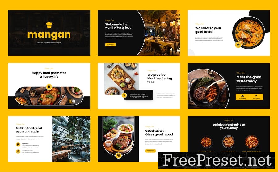 Mangan - Restaurant & Food Google Slide Template EQUZE3F