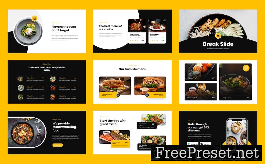 Mangan - Restaurant & Food Google Slide Template EQUZE3F