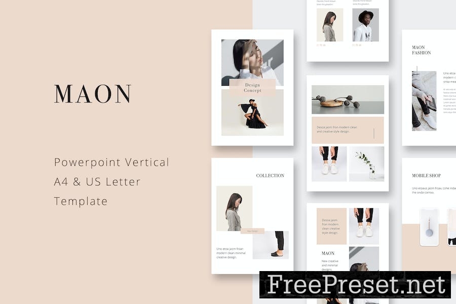 MAON - Vertical Powerpoint A4 + US Letter Template 3RHFDD