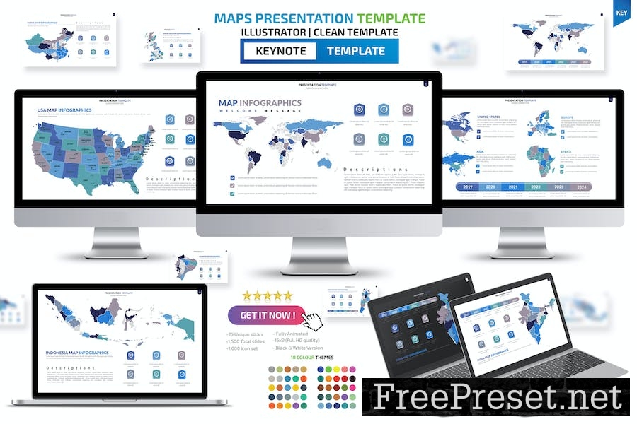 Maps Keynote Presentation Templates UEBT8LN