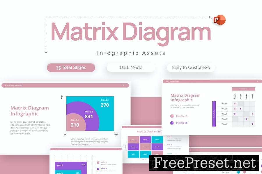 Matrix Diagram Professional PowerPoint Template LH6JJ5V