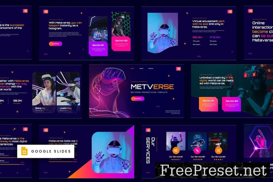 METVERSE - Virtual Reality Google Slides Template RXAUZAQ