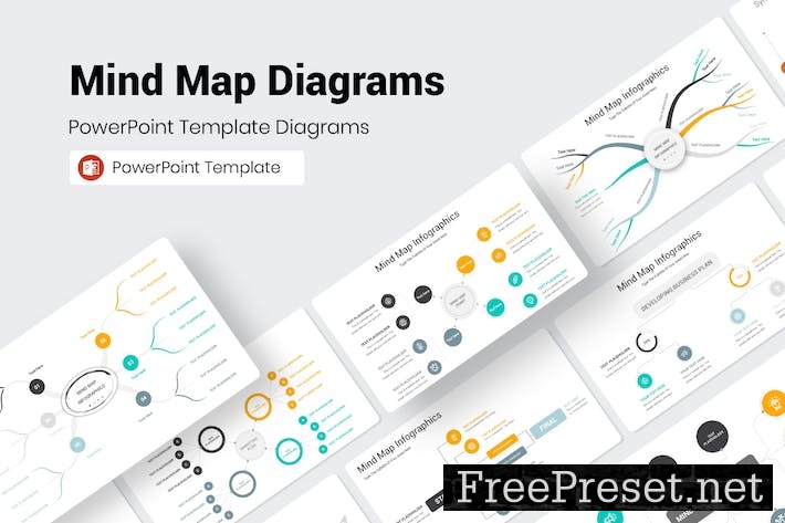 Mind Map Diagrams PowerPoint Presentation Template 9R3F789