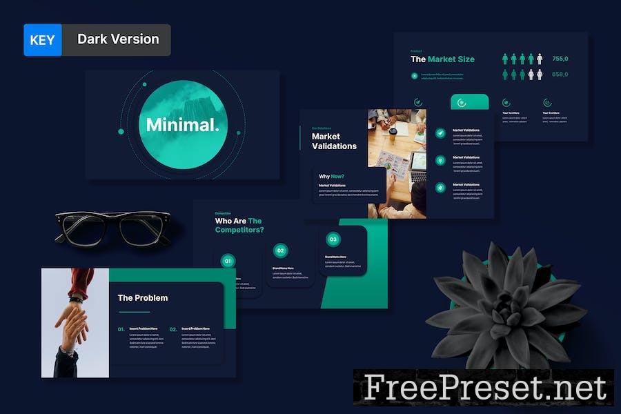 Minimal Pitch Deck Keynote Dark Version 7GWHWEK