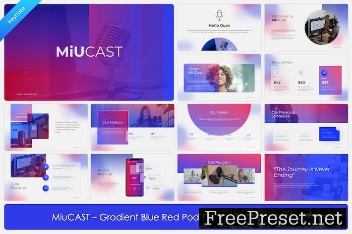 MiuCAST - Gradient Blue Red Podcast Keynote AG3RNSJ