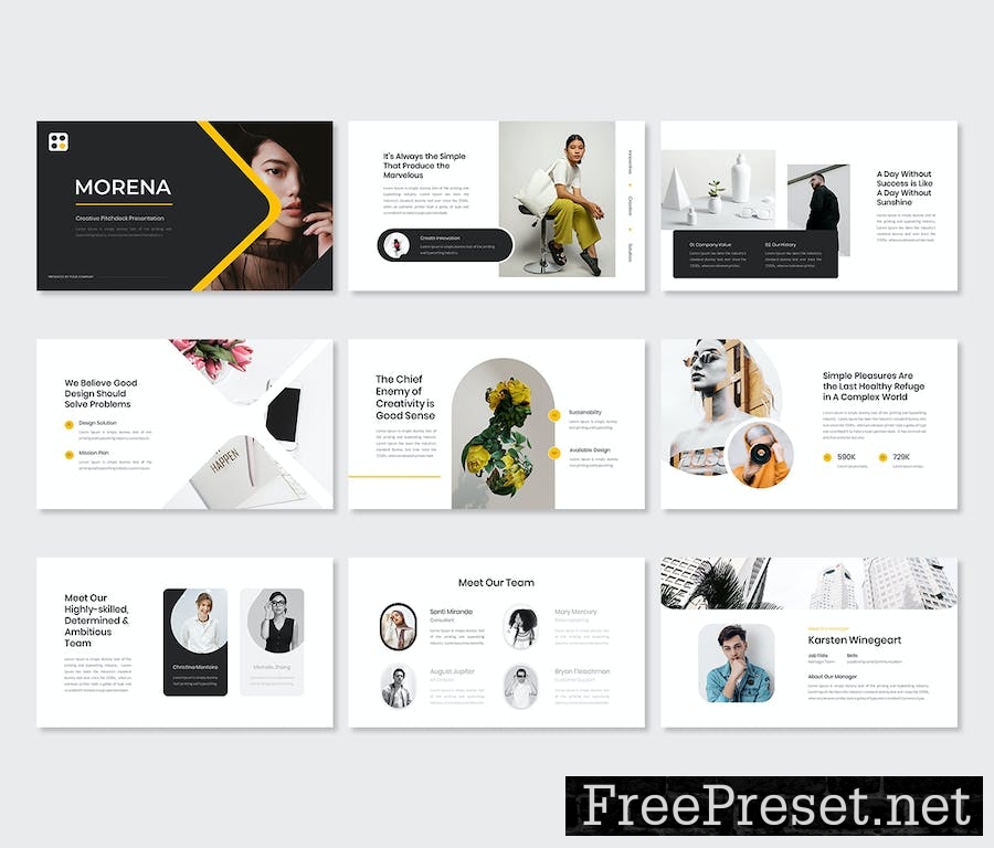 Morena – Creative Pitch deck PowerPoint Template NNXYX2V