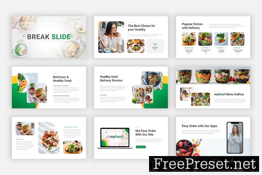 Myfood - Healthy Food Google Slides Template UU4ME6Y