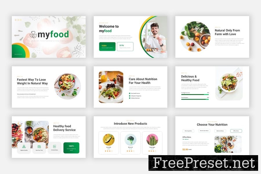 Myfood - Healthy Food Google Slides Template UU4ME6Y