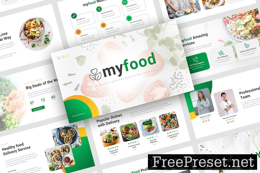 Myfood - Healthy Food Google Slides Template UU4ME6Y