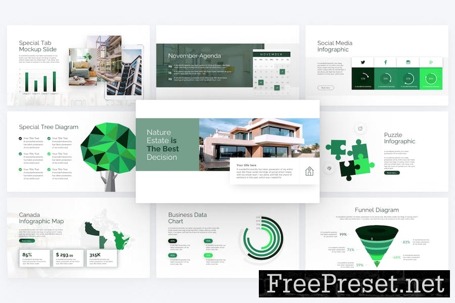 Natural Green Simple Real Estate PowerPoint 5A9E6M3