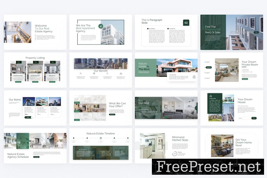 Natural Green Simple Real Estate PowerPoint 5A9E6M3