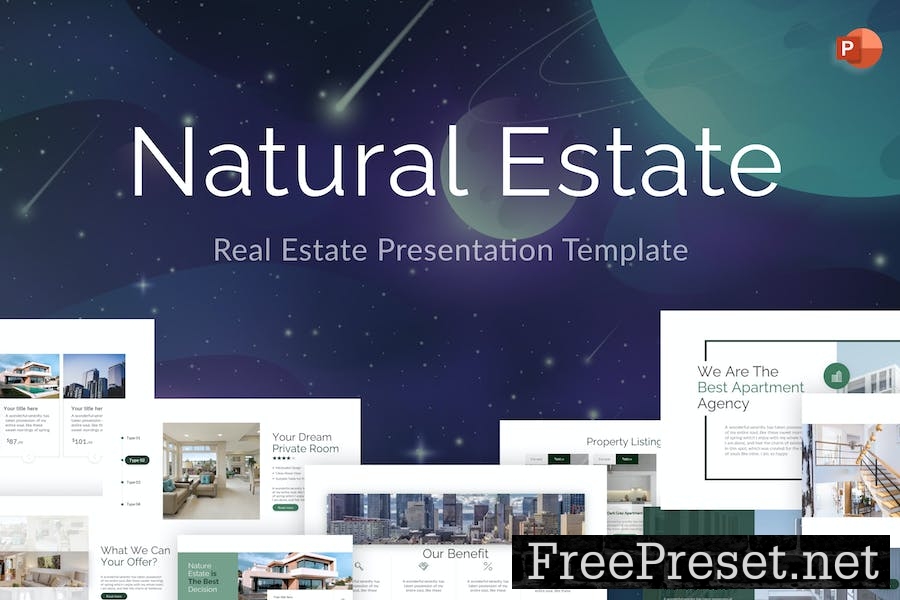 Natural Green Simple Real Estate PowerPoint 5A9E6M3