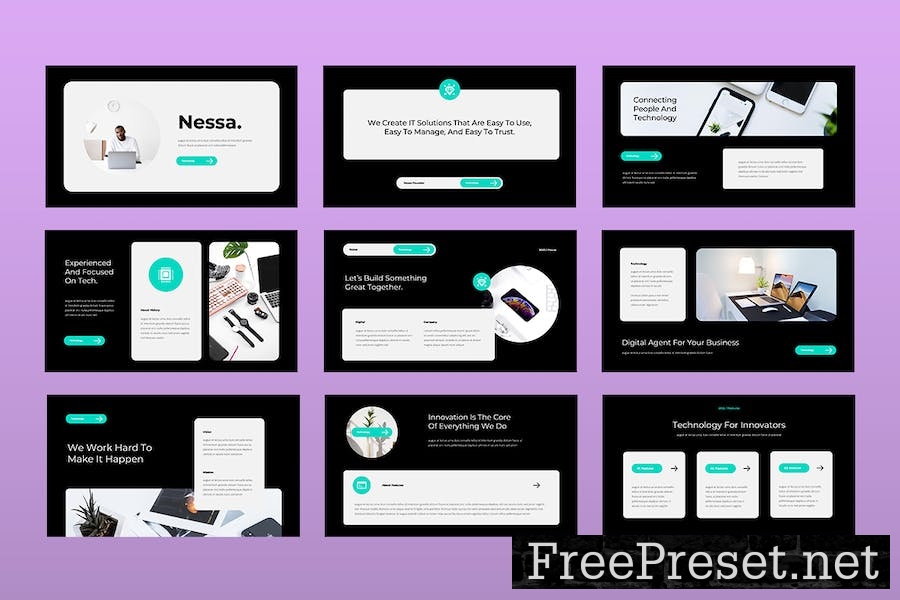 Nessa - Technology Google Slides Template KER769L