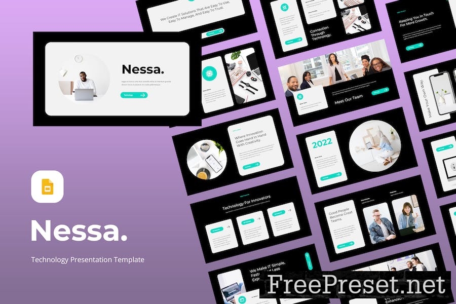 Nessa - Technology Google Slides Template KER769L