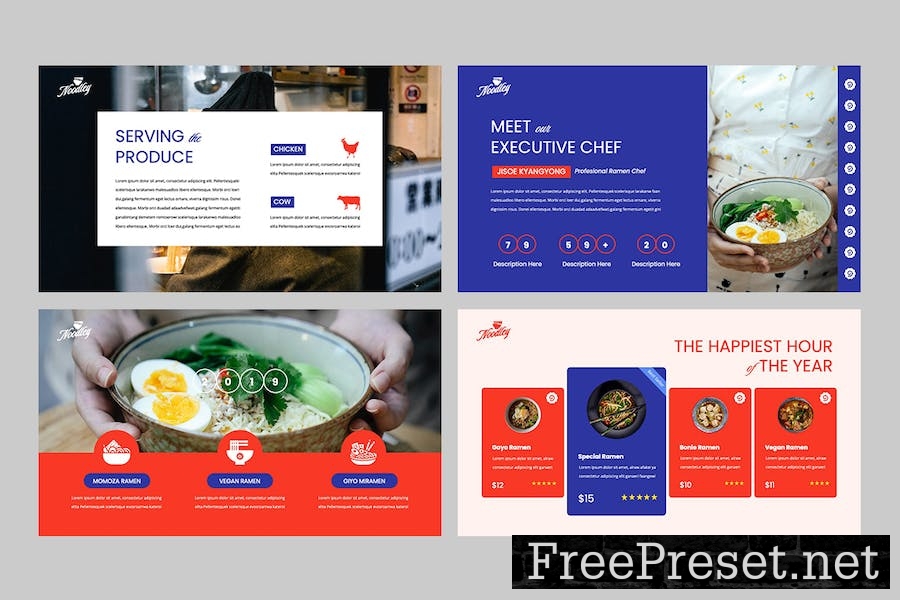 NOODLEY - Food & Restaurant Keynote Template W36F5RL